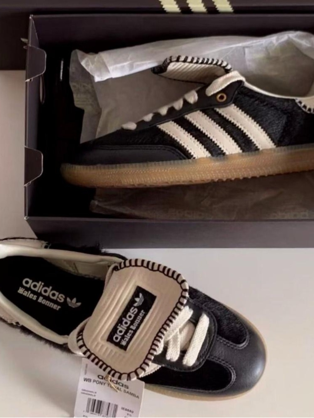 Wales Bonner X Adidas Samba Pony Sneakers - Black & Cream - Picture 3 of 5